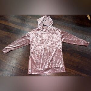 Chloe & Katie Blush Velvet hooded Tunic top